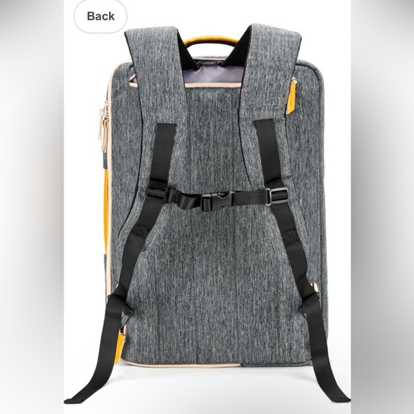 Convertible Backpack Briefcase Messenger Fits 17” Laptop Water Resistant Gray - Picture 9 of 10